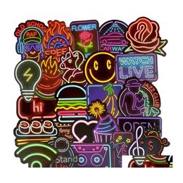 dvr dell'automobile Adesivi per auto 50 Pz / lotto Luce al neon Poster Graffiti Skateboard Snowboard Laptop Lage Moto Bike Home Decal Regali per i bambini Drop D Dhxmy