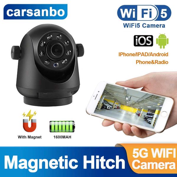 Voiture dvr Carsanbo Attelage magnétique Sauvegarde sans fil Vue arrière Dispositif de surveillance de recul Caméra WIFI rechargeable Convient pour BusHKD230701