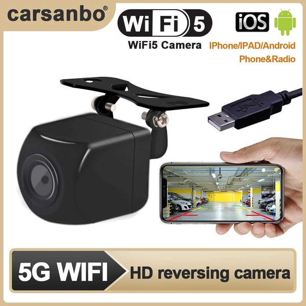 Voiture dvr Carsanbo Wifi5 HD Vision nocturne Vue arrière Sans fil Étanche Wifi Caméra de recul 12V Prise en charge AndroidIos et RadioHKD230701