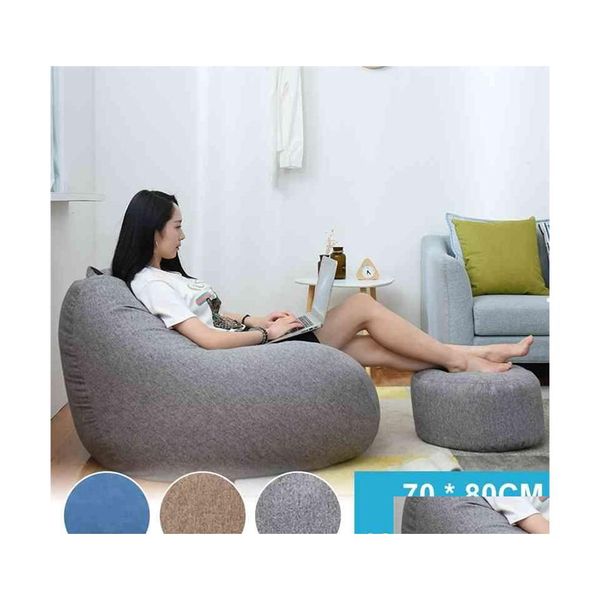 Voiture DVR Chaise Couvre Grands Petits Canapés Paresseux Er Chaises Sans Remplissage Lin Tissu Chaise Longue Siège Pouf Pouf Puff Canapé Tatami Salon T2 Dh4Zp