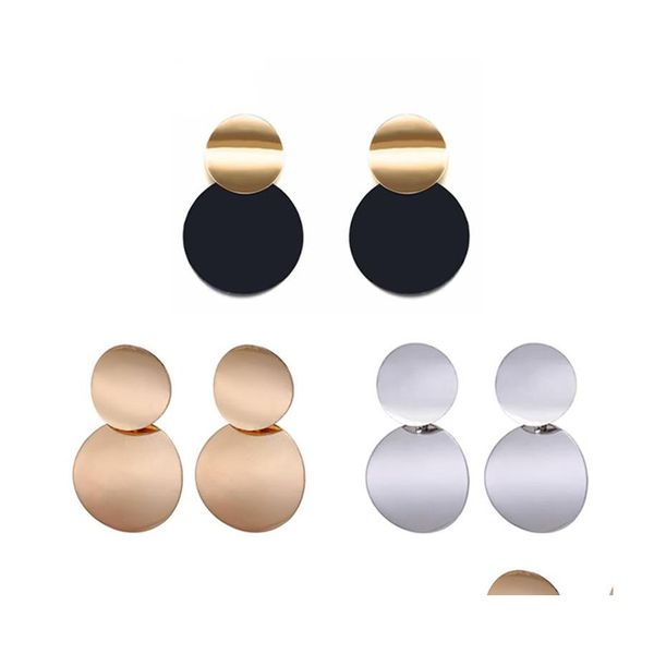 voiture dvr Charme 3 Couleurs Bijoux Ronds Courbé Boucles D'oreilles Avec Disques De Peinture Mat Pour Les Femmes Cadeau Drop Delivery Dhwwp