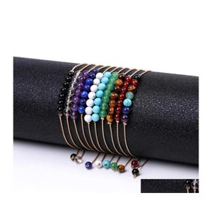 Auto DVR bedelarmbanden 4 mm zeven chakra natuursteen amethist tijger oog rode agaat koperen kettingarmband voor vrouwen sieraden druppel leveren dhvbi