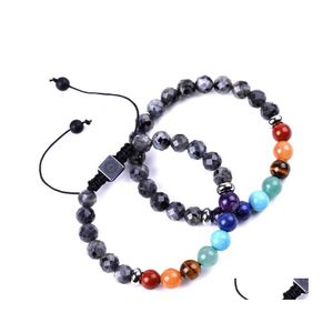 Auto DVR Charmarmbanden 7 Chakra's Men Bracelet gefacetteerde stenen spectroliet kralen gevlochten yoga hand snaar vrouwen sieraden vriendschap geschenk druppel de dhlxm