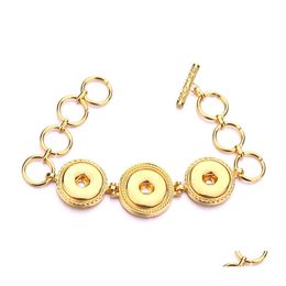 Car dvr Charm Bracelets Antique Sier Alloy Noosa Three Snap Button Charms Bracelet Fit 18Mm Snaps Botones Joyas para mujeres Hombres Drop Delivery Dhpqb