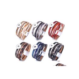 Auto DVR bedelarmbanden Luipaard Afdrukken PU Lederen Mtilayer 18mm Snap knop Bracelet Colorf Women Men Punk Bangle Noosa SH008 Drop Delivery JE DHFX8