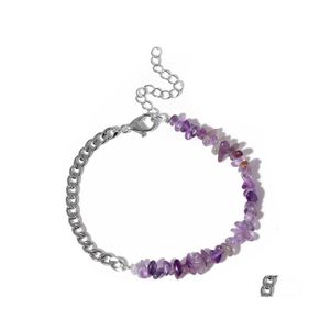 voiture dvr Charm Bracelets Lucky Rainbow 7 Chakra Pierre Naturelle Améthyste Guérison Mala Prier Yoga Bracelet Pour Femmes Bijoux Cadeau Drop Delivery Dhvo2