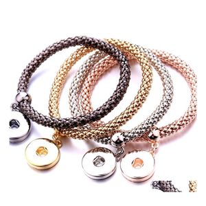 voiture dvr Charme Bracelets Snap Bouton Bracelet Bijoux Or Sier Noir Couleur Placage Chaîne De Maïs Bracelet Fit 18Mm Snaps Boutons Diy Pour Les Femmes Me Dhfgt