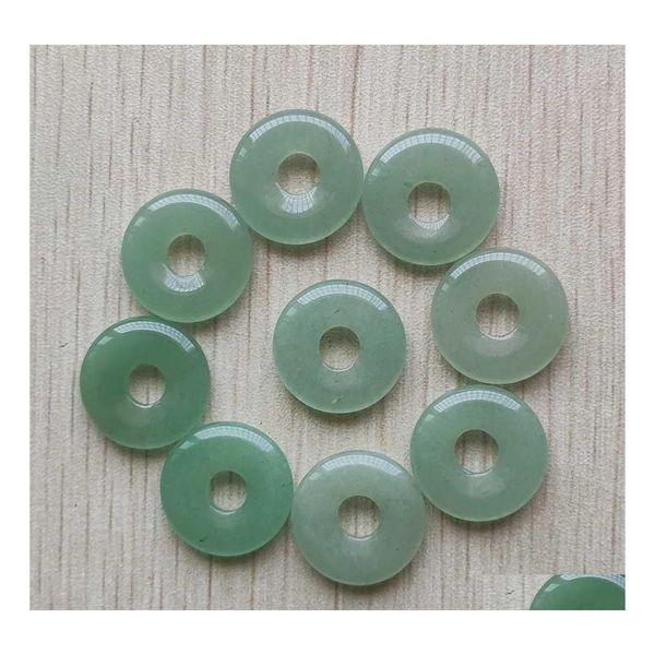 voiture dvr Charms Rond Assorties 18Mm Cercle Donut Vert Aventurine Pierre Naturelle Pendentifs En Cristal Pour Collier Accessoires Fabrication De Bijoux Drop Dh5Ar