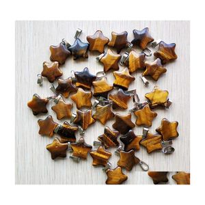 voiture dvr Charms Tigers Eye Pendentifs en forme d'étoile à cinq points pour la fabrication de bijoux à bricoler soi-même Composants de livraison en gros de baisse Dh3Bo