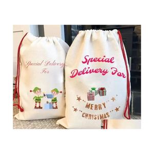 Voiture DVR Décorations de Noël Sublimation Blank Santa Sacs DIY Personlized Dstring Sac Sacs cadeaux Poche Transfert de chaleur Drop Livraison Accueil Ga Dh3Pt