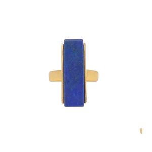 Coche dvr Anillos de racimo Joyería de moda Acero inoxidable Lapis Lazi Anillo de piedra natural para hombres Regalo de cumpleaños Venta al por mayor Entrega de gota Dhj9K