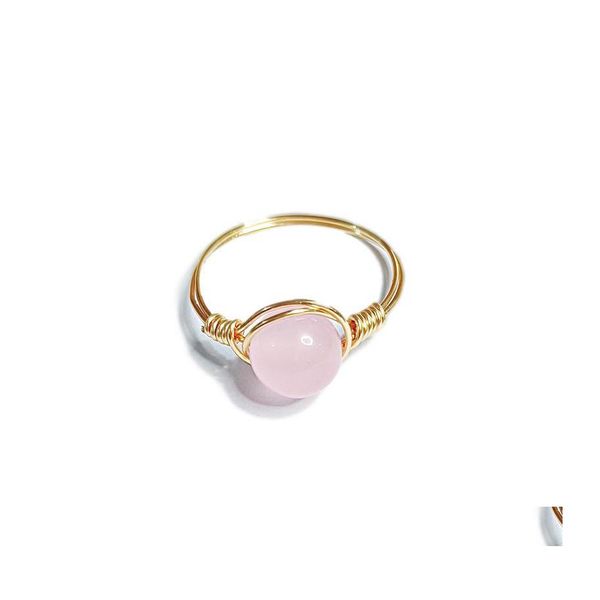 Anillos de clúster de automóviles DVR Jade Red Red Pink Green Crystal Wrap Gold Finger Joyería al por mayor para mujeres Tamaño 7 8 Drop entrega DHN4D