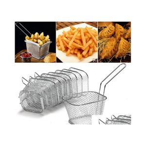 Auto DVR Colanders Strainer French Fries Basket draagbare roestvrijstalen chips mini frituren ruit friteuse keuken kookkokmanden col dhz60