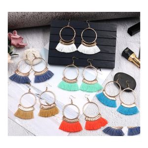 Auto DVR Danggelen Kroonluchter grote cirkel oorbellen vrouwelijke charme gouden legering lange tassel hanger drop levering sieraden dha2k