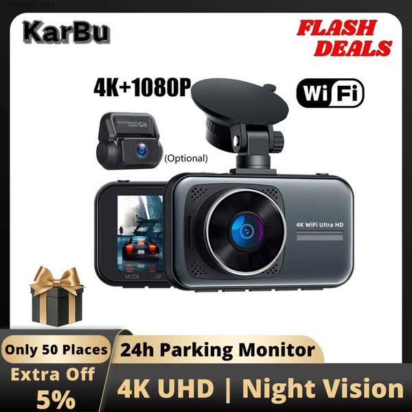 Car DVR Dash Cam 4K Wifi Cámara para automóvil Visión nocturna Dvr Dashcam 24h Monitor de estacionamiento Delantero y trasero Dual Dvrs Rejestrator Samochodowy Q231115