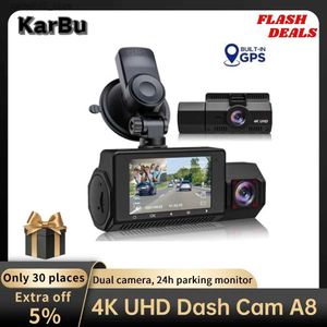 Car DVR Dash Cam double caméra 4K pour enregistreur vidéo de voiture UHD Vision nocturne Dashcam GPS 24h moniteur de stationnement 170FOV 2 lecteur DVR enregistreur Q231115