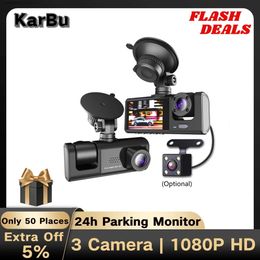 car dvr Dash Cam pour caméra de voiture 1080P HD Dashcam 24h moniteur de stationnement Dvr Para Coche avant et arrière 3 Dvrs Kamera Samochodowa Rejestrator Q231116
