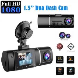 Car DVR Dash Cam para grabadora de video para automóvil HD 1080P Visión nocturna 3 Cámara Frontal Interior y trasera Dashcam GPS 24h Monitor de estacionamiento Dual DVR Q231115