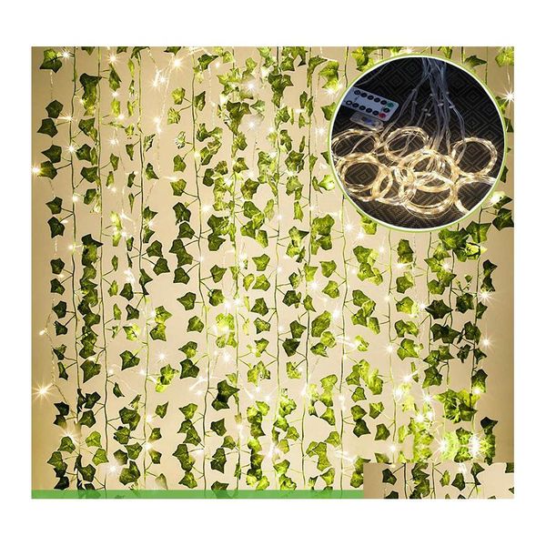 voiture dvr Décoratif Fleurs Couronnes 84Ft 12Pack Guirlande Artificielle Feuille Verte Vigne Lierre Faux Plantes Mur Artifici Rose Suspendu Pour Jardin Ho Dhdgz