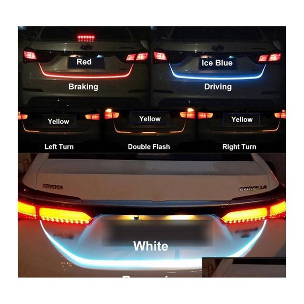 voiture dvr Lumières décoratives Lampe de signalisation de coffre arrière de voiture Rgb Led Strips Lumière Signaux de conduite Éclairage de frein arrière Bande de flux de camion Drop Deliv Dhnhr