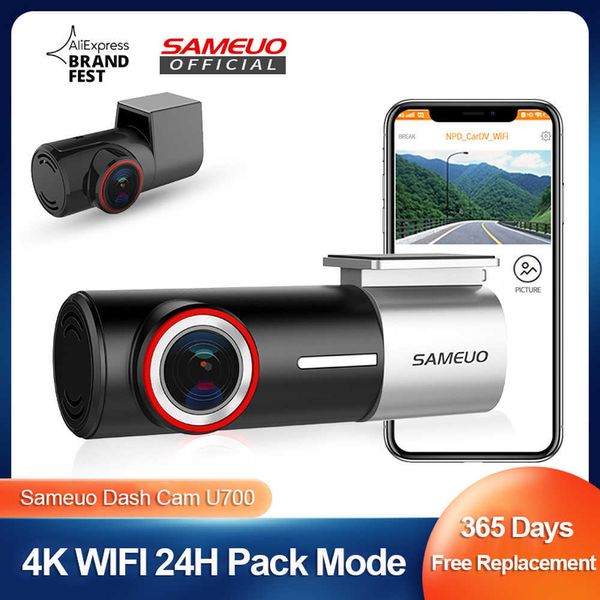 Coche dvr Dvr Dash Cam Cámara delantera y trasera Grabación QHD1944P 4K WiFi Grabadora de video 24H Estacionamiento SAMEUO U700 Black Box DashcamHKD230701