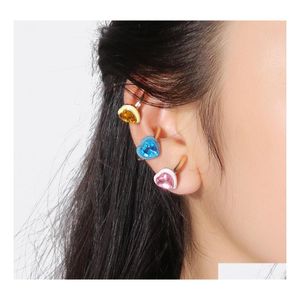 Auto DVR Ear Cuff Fashion Heart Round Rhinestone Decor Gold Earring For Woman Exquisite Summer Aankomst Kerstmis sieraden cadeau drop levering ea dheui