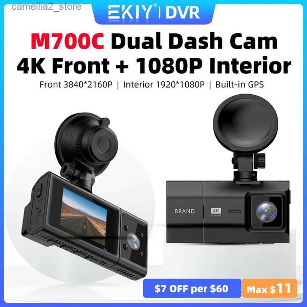 car dvr EKIY M700C 4K Dash Cam 2160P 142FOV caméra Dashcam de voiture intégré GPS DVR enregistreur 24H moniteur de stationnement WiFi APP 1080P caméra intérieure Q231115