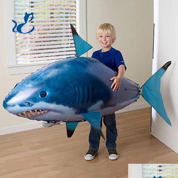 Voiture Dvr Électrique/Rc Animaux Télécommande Requin Jouet Air Natation Poisson Infrarouge Rc Animal Mouche Airballons Poisson Clown Pour Noël Enfant Dhett