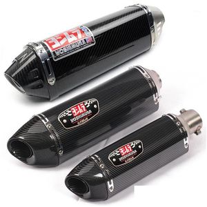 Coche Dvr Tubo De Escape 51Mm Motocicleta Para Yoshimura Silenciador Falso Fibra De Carbono Acero Escape Moto Pitbike Benelli Trk 502 Cb650F1 Drop De Dhzk7