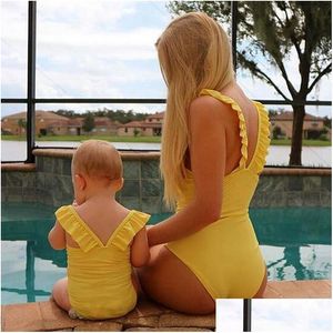 Auto DVR Familie Matching Outfits Mama en dochter Moeder Swimsuit Kinderen Swimwear Bikini Baby Drop Delivery Maternity Clothing Dh0ld
