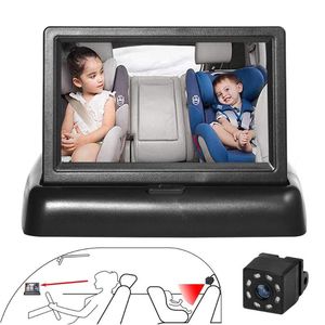 Coche DVR para el asiento de seguridad del bebé espejo retrovisor cámara dirigida Monitor de 4,3 pulgadas pantalla IR visión nocturna DVR