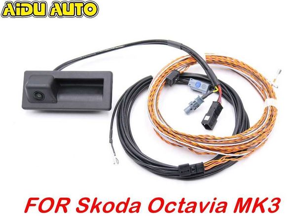 Coche dvr PARA Skoda Octavia MK3 III Superb 3V B8 Cámara de manija de maletero con vista trasera con arnés de cableado de línea de guía Highline 3V0 827 566 NHKD230701