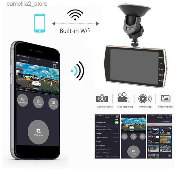 Voiture DVR Full HD 1080P WiFi GPS Dash Cam Caméra de recul Enregistreur vidéo Vision nocturne Auto Black Box Dashcam Moniteur de stationnement Q231115