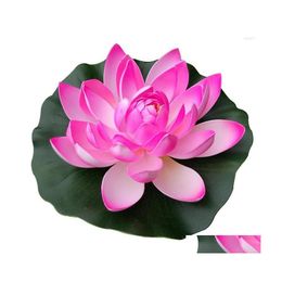 Auto DVR Garden Decoraties Simeer Water Lily Outdoor Vissen Zwembad Decor Vistank met 2 Layer Bloemblaadjes Bladeren Bladeren Mini Solar Fountain Ronde DHKZ2