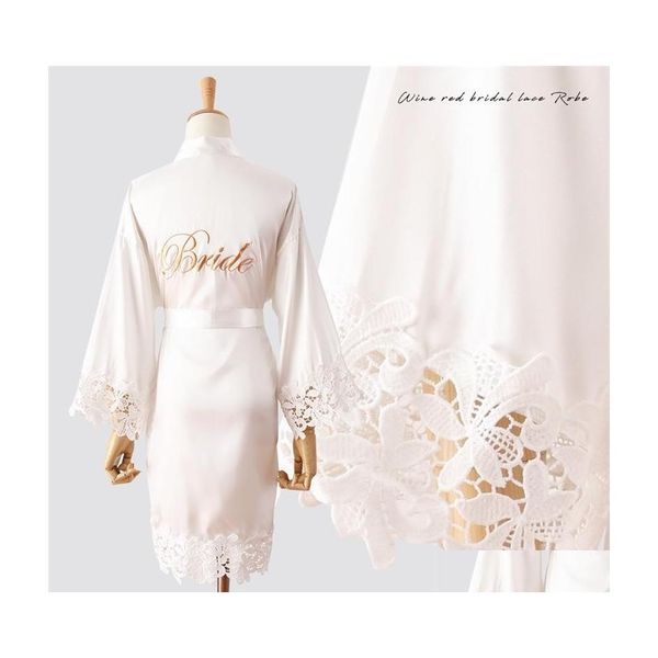 auto dvr Home Abbigliamento Estate Pizzo Abiti da notte da sposa Sposa Damigella d'onore Abito da sposa Abito Solido Ricamo Kimono Accappatoio Donna Casual Notte Dre Dhezt