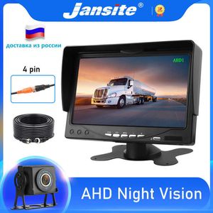 Voiture dvr Jansite 7 pouces AHD 1080P Moniteur caméra de recul Tête d'aviation Étanche 4 broches Caméra Harvester camion 1224V Image inverséeHKD230701