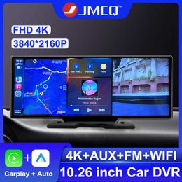 Auto dvr JMCQ Dash Cam 4K 2160P Video-opname Draadloze Carplay Android Auto 5G WiFi AUX GPS Navigatie Dashboard Dual Lens DVRsHKD230701