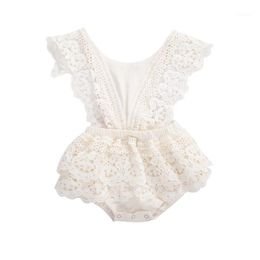 Auto DVR Jumpsuits Summer Toddler pasgeboren Kids Baby Girls Lace Hollow Oneck Romper Jumpsuit Infant Elegante Tutu Dress Outfits Dhfxt1 DHFXT