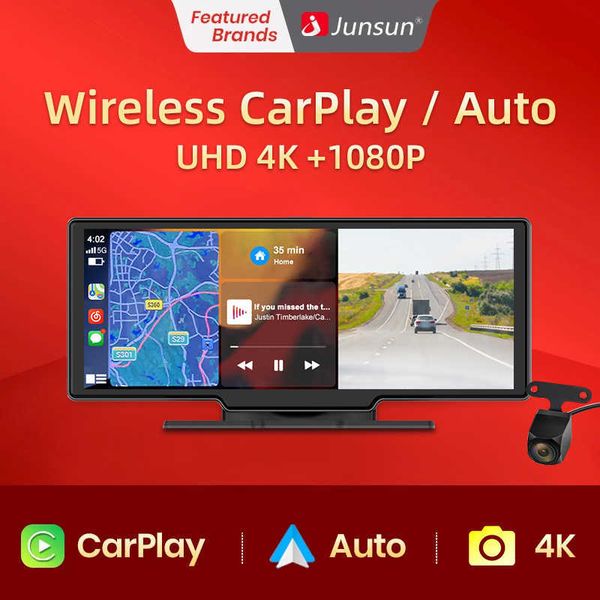 Voiture dvr Junsun Dash Cam Caméra de recul Wifi Carplay Android Auto 4K DVR GPS Navigation Enregistreur vidéo Tableau de bord Dual Len 24H Park AUXHKD230701