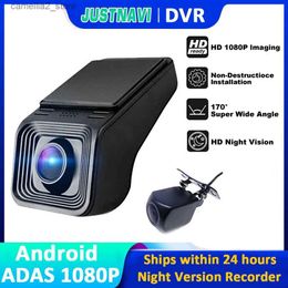 car dvr JUSTNAVI DVR Dash enregistreur vidéo caméra frontale USB ADAS enregistrement en boucle capteur G 170 grand Angle registraire Dashcam pour autoradio Q231115