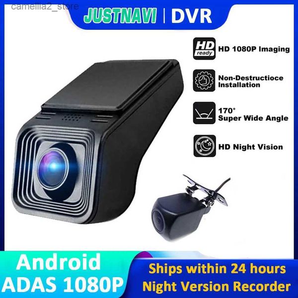 Car DVR JUSTNAVI DVR Dash Video Recorder USB Cámara frontal ADAS Loop Record G-sensor 170 Registrador de gran angular Dashcam para radio de coche Q231115