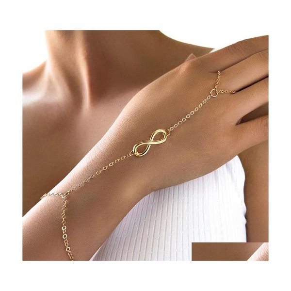 coche dvr Cadena de eslabones Chapado en oro Infinito Encantos Anillo de dedo Pulsera de eslabones para mujeres Regalos Amigos Joyería Venta al por mayor Entrega de entrega Brace Dhd3M