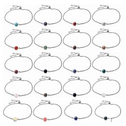 Auto DVR Link Chain Healing Crystal Tenns Bracelet Polsbandjes 8mm Stone kralen Chakra edelsteen manchet Bangle Anklet sieraden Verstelbaar voor mannen Dhaum
