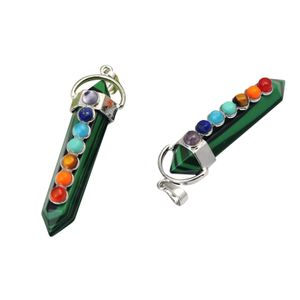 Auto DVR Lockets Groothandel Malachiet HexaHedron Reiki Point Hangers met 7 Chakra Crystal edelsteen voor vrouwen Men Sieraden Ketting Druppel Dhrkj