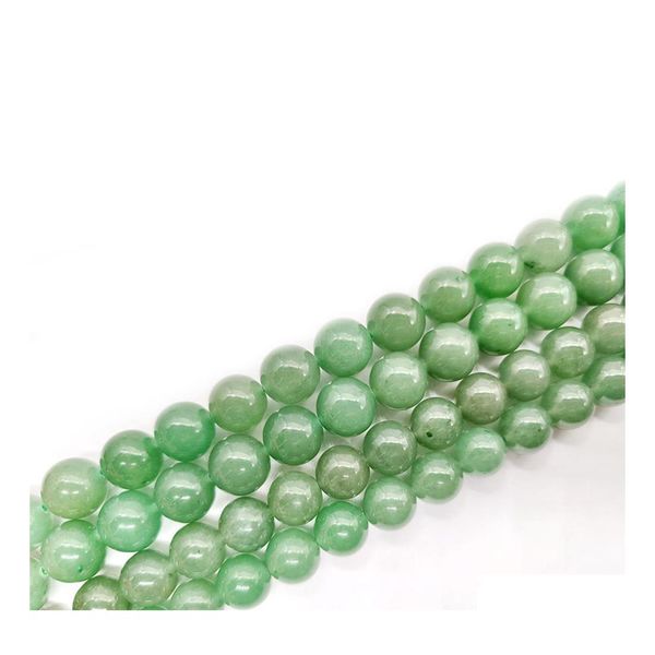 voiture dvr Pierres précieuses en vrac Perles rondes d'aventurine verte Pierres précieuses lisses polies Assortiments de perles de guérison de l'énergie cristalline pour la fabrication de bijoux Soutien-gorge Dhvqr