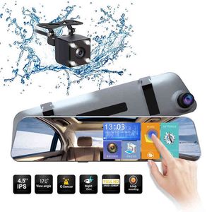 Voiture Dvr Miroir Enregistreur Vidéo P Écran Tactile Dashcam Double Lentille Streaming Conduite Enregistreur Vue Arrière Caméra Dash Cam Pouce J220601