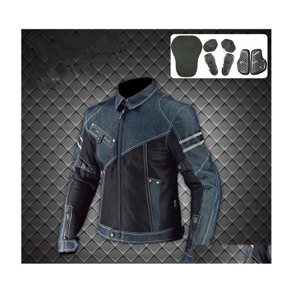 voiture DVR Vêtements de moto Veste Komine Jk006 Denim Mesh Racing Suit Locomotive Antifall Vêtements Équitation Moto Drop Delivery Mobiles Motorcy Dhdos