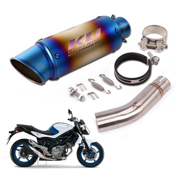 Système d'échappement de moto DVR de voiture 20032021 SV650 Slipon Set Tuyau central Silencieux de 51 mm avec DB Killer amovible Escape en acier inoxydable Dhga6