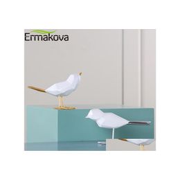 Auto DVR Nieuwe items Ermakova Modern Cute Resin Bird Figurine Europese ornamenten Geometrische origami Dierstandbeeld Home Office Decor Geschenk Q11 DHFH9