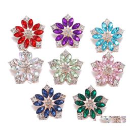 voiture dvr Autre Colorf Strass Fleur Snap Bouton Composants De Bijoux Or Rose 18Mm Métal Snaps Boutons Fit Bracelet Bracelet Noosa Drop Deli Dhvjy